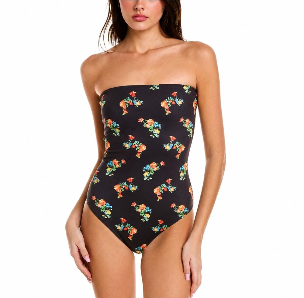 CAROLINE CONSTAS Evanna One Piece Swimsuit Floral Strapless XXS